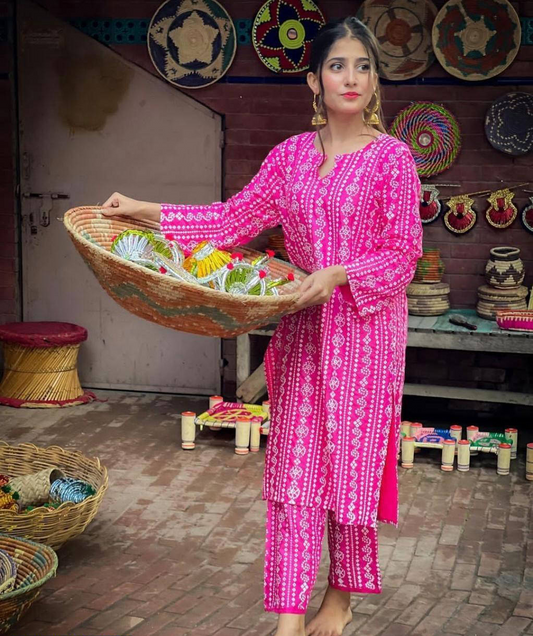 Stylish & Comfortable 2-Pcs Arabic Lawn Chunri Suit – Super Fine Quality