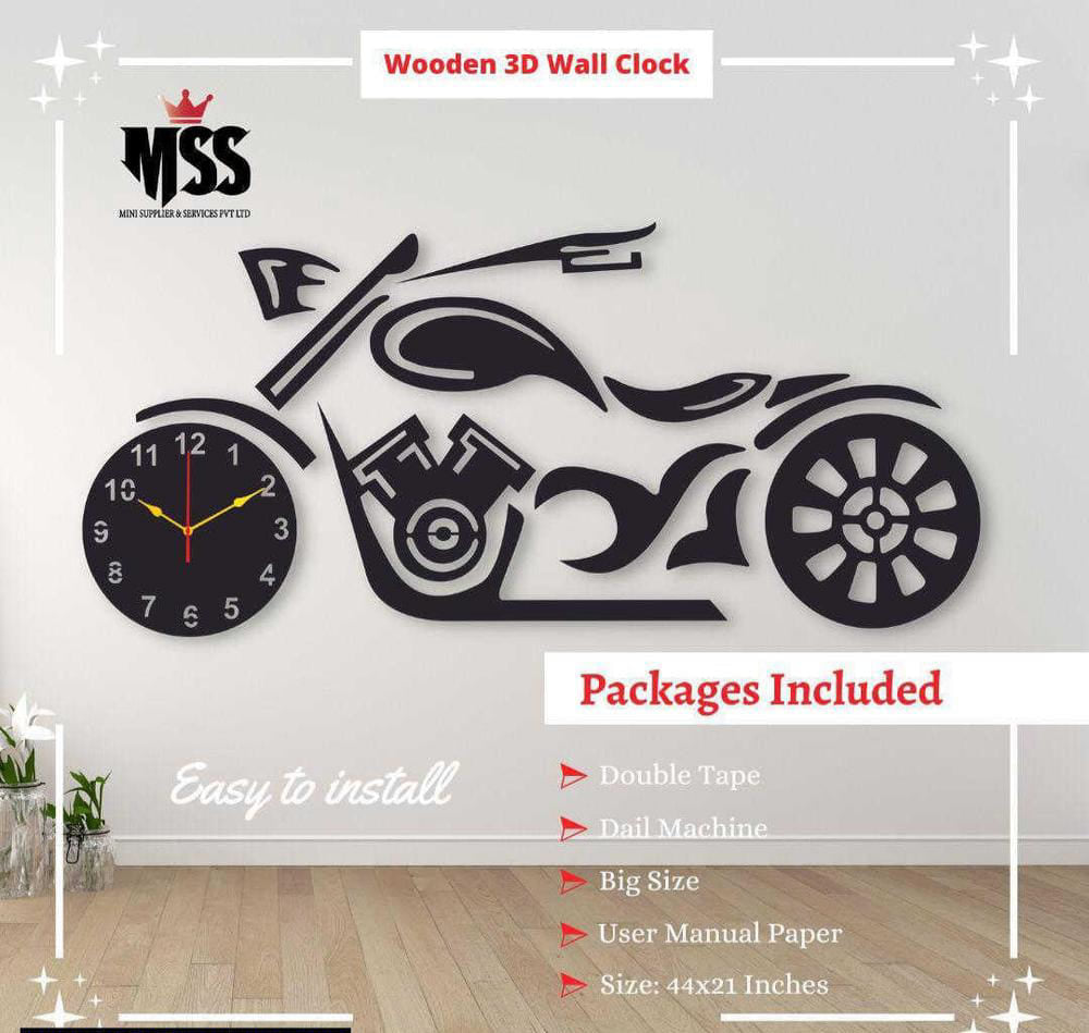 Analog Stylish Bike Design MDF Wall Clock